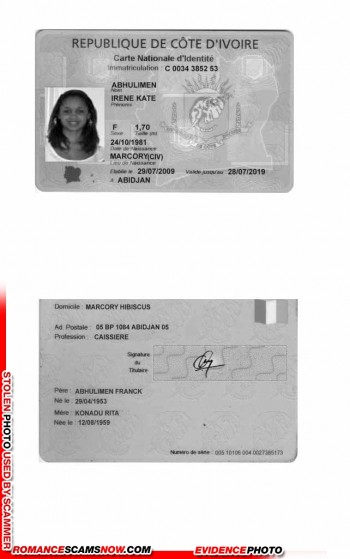 SCARS™ Scammer Gallery: Fake Scammer Documents - Ivory Coast #18740 3
