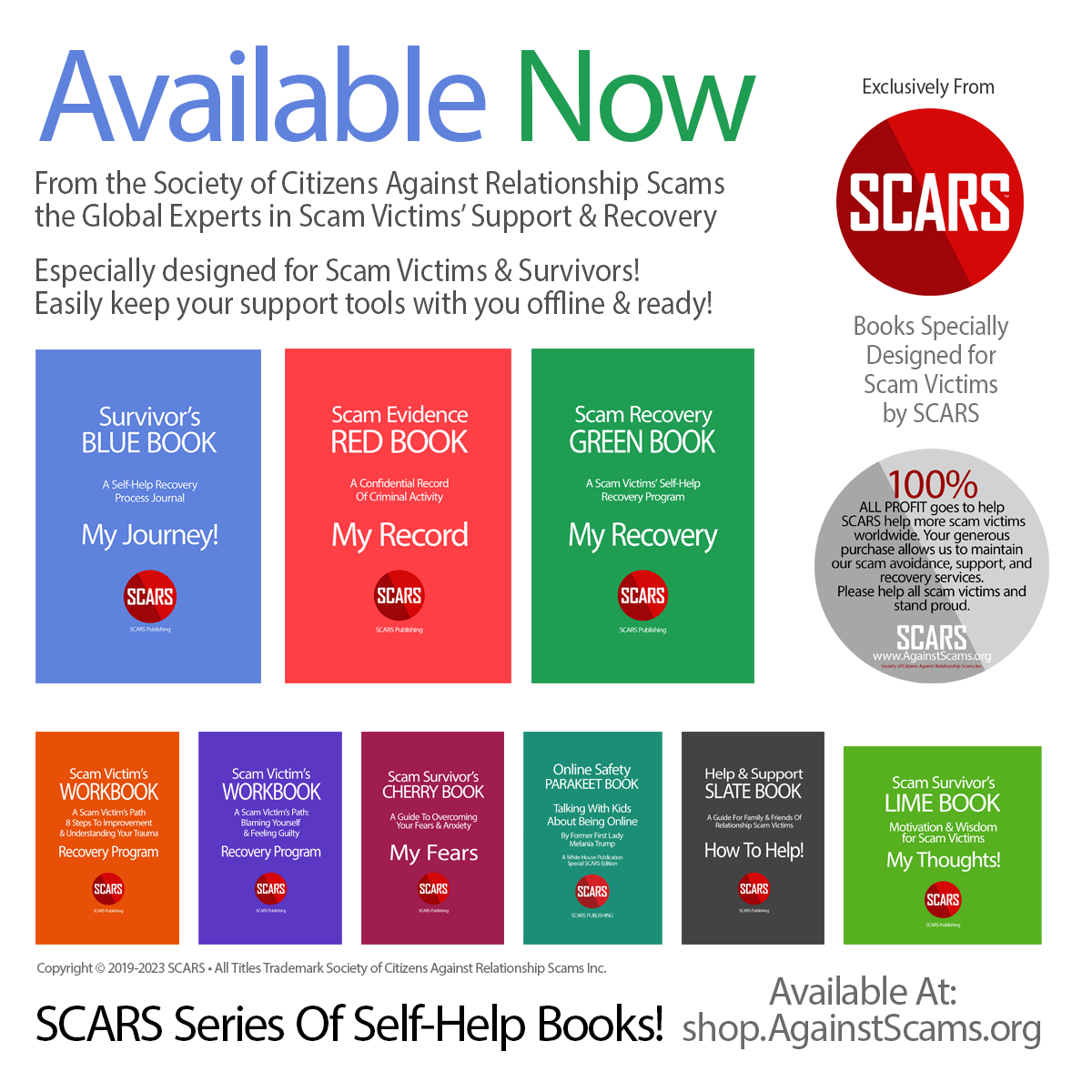 SCARS Publishing Self-Help Recovery Books Available At shop.AgainstScams.org