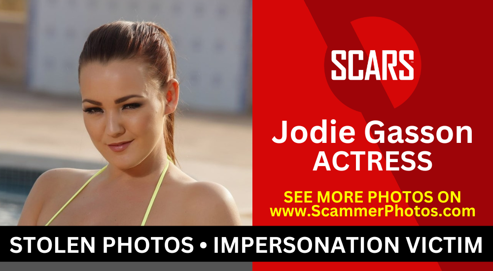 Jodie Gasson - Stolen Photos And Impersonation Victim - 2016 - on SCARS RomanceScamsNOW.com