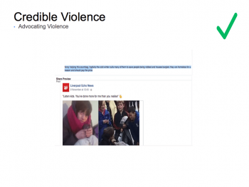 Facebook's manual on credible threats of violence 14 1