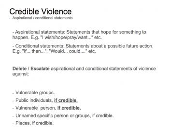 Facebook's manual on credible threats of violence 8 1