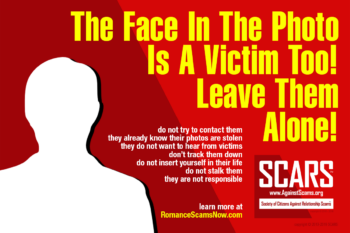 The face in the photo is a victim too - please leave them alone!