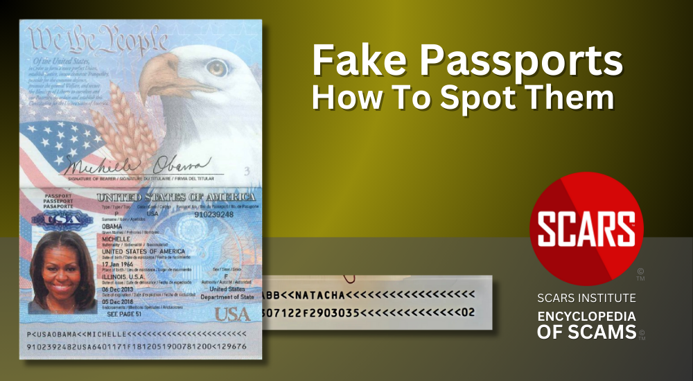 Fake Passports - How To Spot Them - A SCARS Institute Guide - Updated 2024 - on SCARS Institute Encyclopedia of Scams