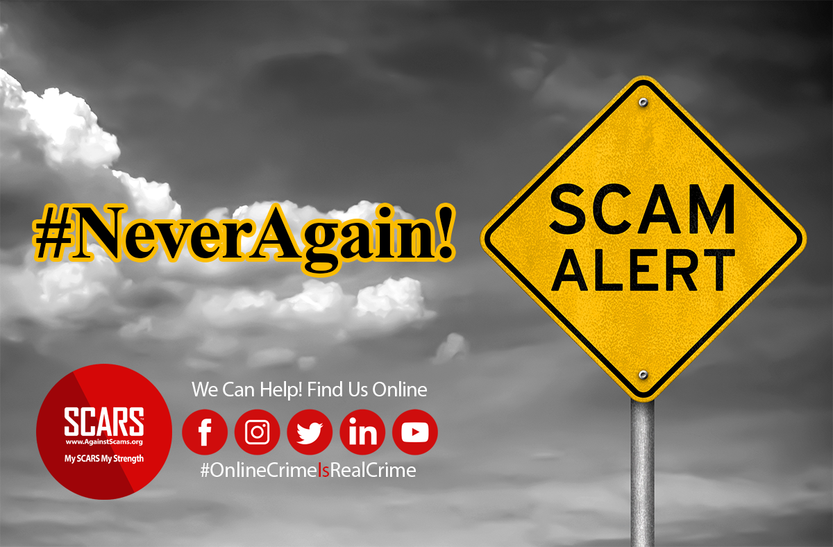 Don't end one scam and fall for another! Don't talk to strangers online!