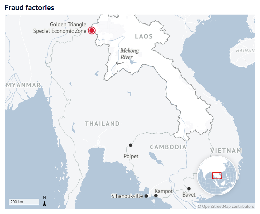 Southeast Asia Scam Factories Map