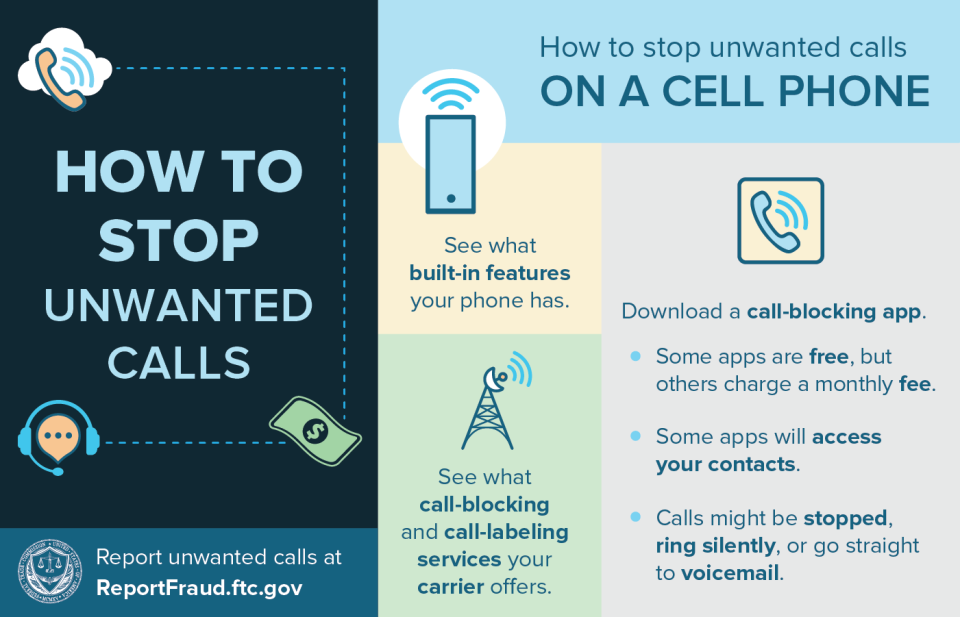 How To Stop Unwanted Robocalls On Your Cell Phone - An FTC Infographic - on RomanceScamsNOW.com