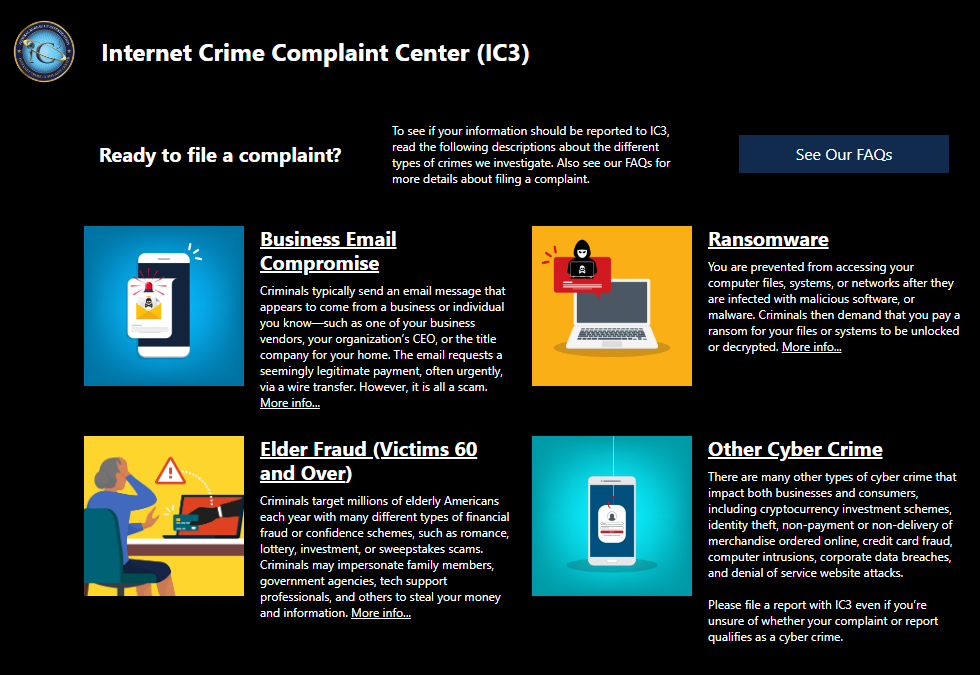 IC3.gov complaint types