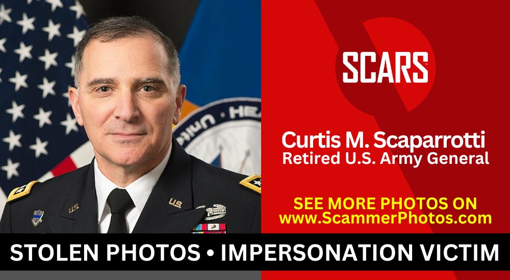 General Curtis M. Scaparrotti - Retired U.S. Army General - Impersonation Scam Victim - Photos Stolen By Scammers - 2024 - Photo Gallery - on SCARS RomanceScamsNOW.com