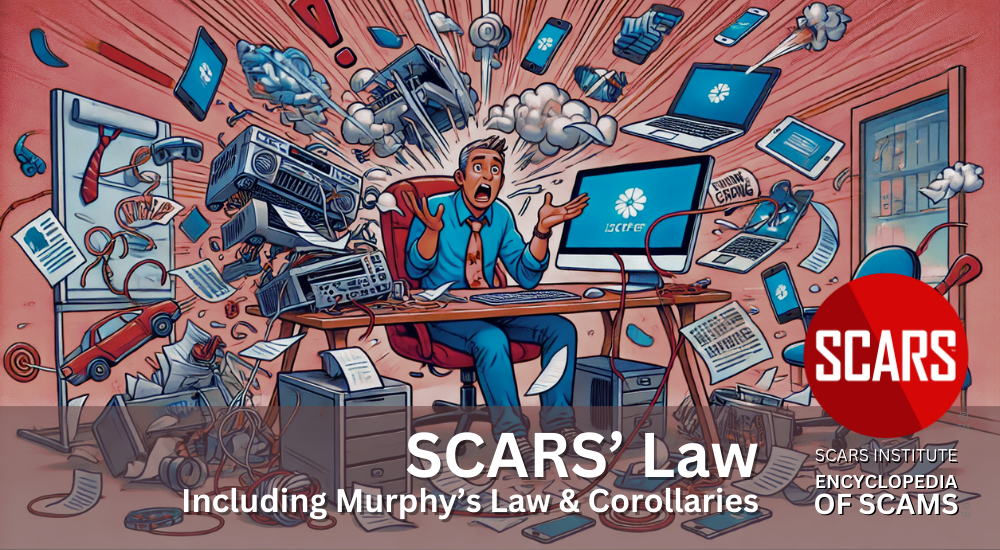 SCARS' Law Based on Murphy's Law - 'If Anything Can Go Wrong It Will' - a Primary Law of Cybercrime - 2024 - on SCARS Institute Encyclopedia of Scams