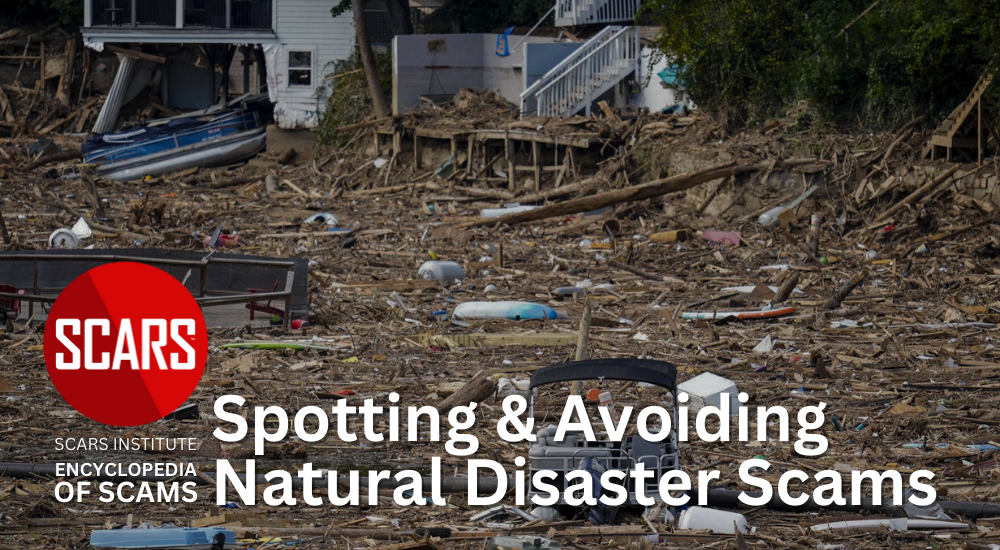 Spotting and Avoiding Natural Disaster Scams - 2024 - on SCARS Institute Encyclopedia of Scams