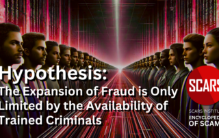 SCARS Institute Hypothesis - The Expansion of Fraud is Only Limited by the Availability of Trained Criminals - 2024 - on the SCARS Institute RomanceScamsNOW.com - the Encyclopedia of Scams™