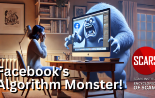 Facebook's Algorithm Monster Actively Works Against Scam Victims - 2024 - on the SCARS Institute RomanceScamsNOW.com - the Encyclopedia of Scams™