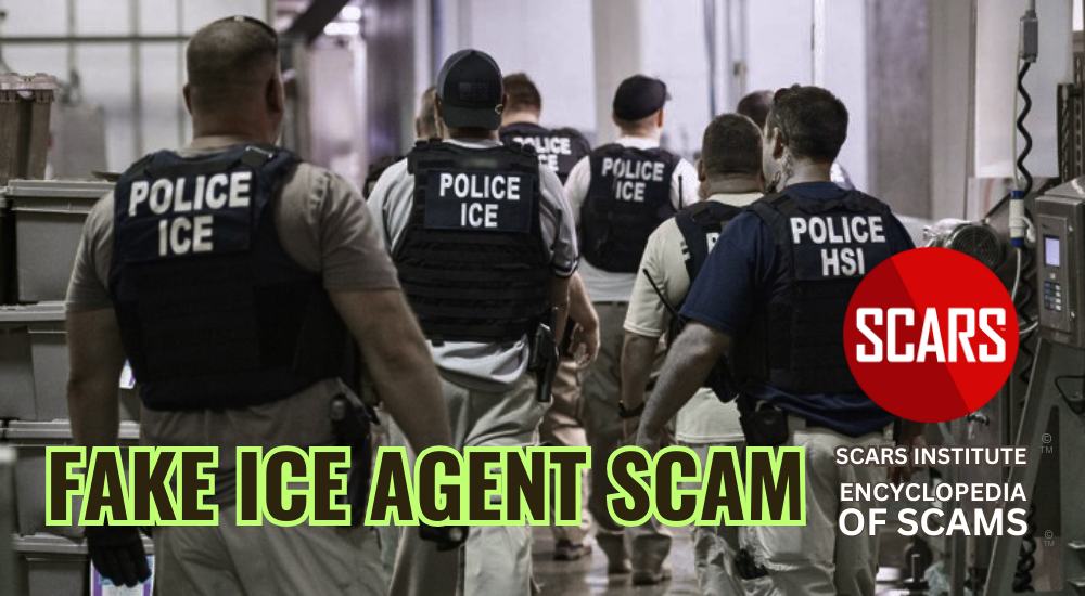 FAKE ICE AGENT SCAM - U.S. Immigration ICE Agent Imposter Scam - 2025 - on the SCARS Institute RomanceScamsNOW.com - the Encyclopedia of Scams™