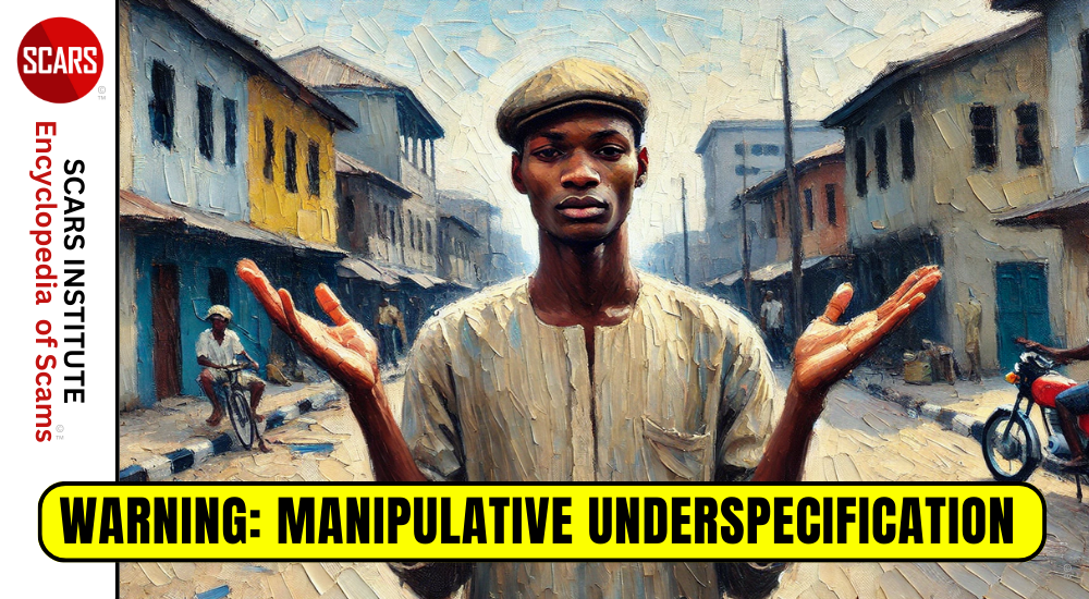 Manipulative Underspecification - a Powerful Manipulative Technique Used by Scammers - 2025 - on the SCARS Institute RomanceScamsNOW.com - the Encyclopedia of Scams™