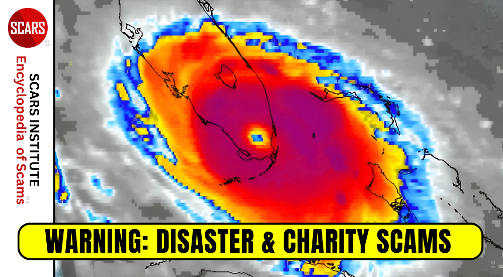 Avoid Disaster & Charity Scams - 2025 - on the SCARS Institute RomanceScamsNOW.com - the Encyclopedia of Scams™