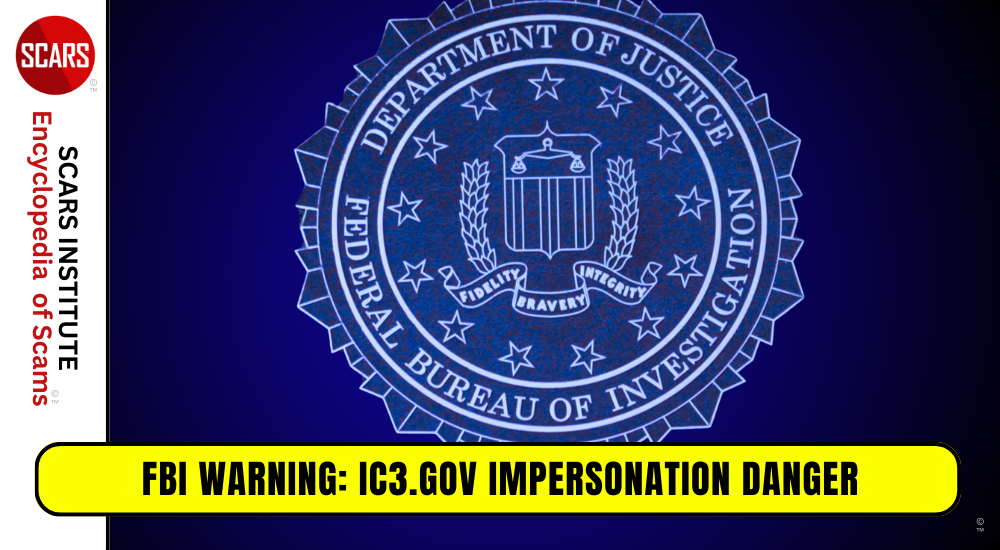 FBI Warning - IC3.gov Government Impersonation - 2025 - on the SCARS Institute RomanceScamsNOW.com - the Encyclopedia of Scams™